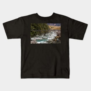 Swing Bridge across Matukituki River Kids T-Shirt